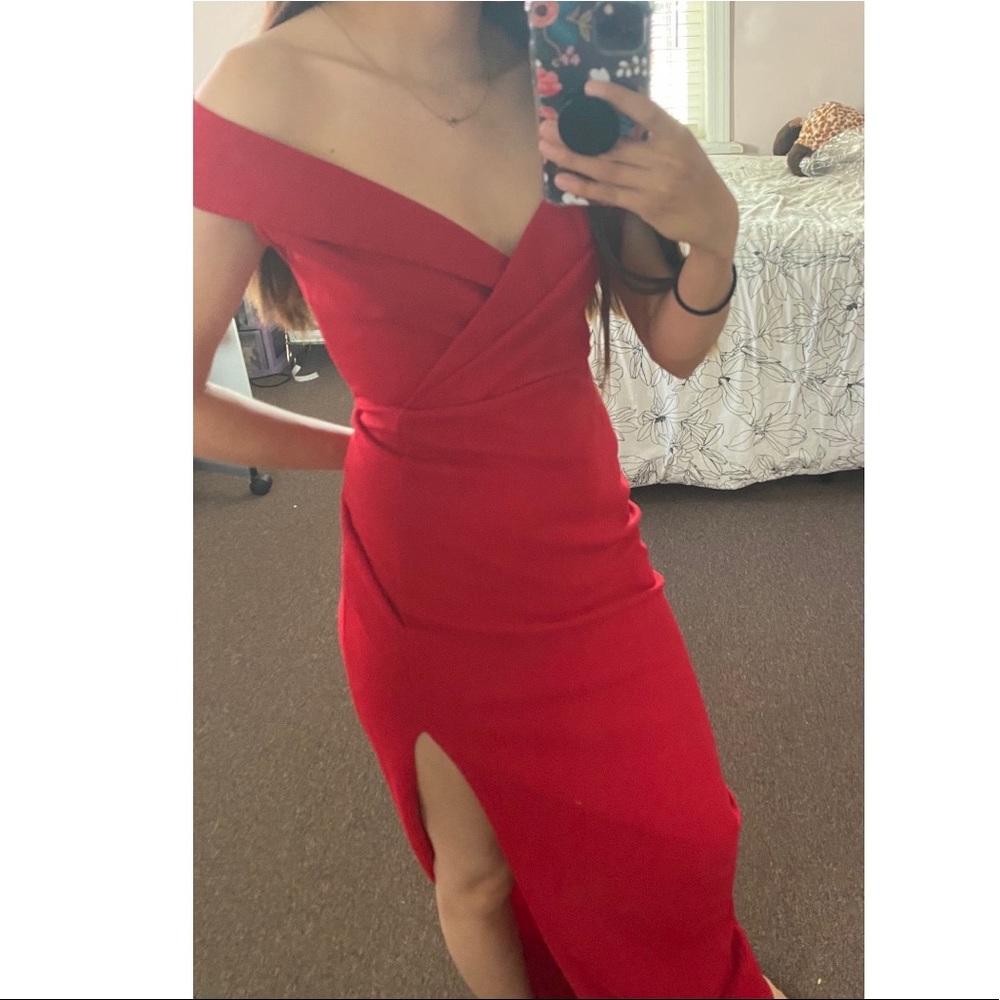 Wrapped off shoulder dress